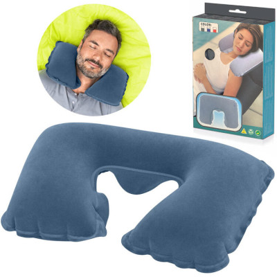 ?️ ခရီးသွားလေမှုတ်ခေါင်းဦး ?Inflatable Travel Neck Pillow Flocked Fabric Air Pillow?